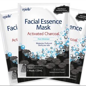 5/$25💜 Epielle Activated Charcoal Facial Essence Mask - 3-Pack